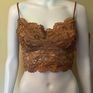 Tan/Brown Lace Bralette Top